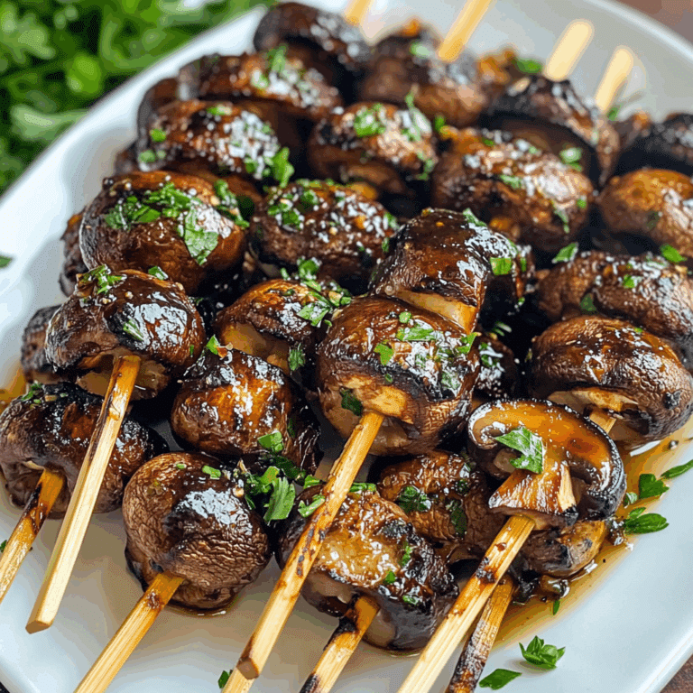 Balsamic Garlic Grilled Mushroom Skewers