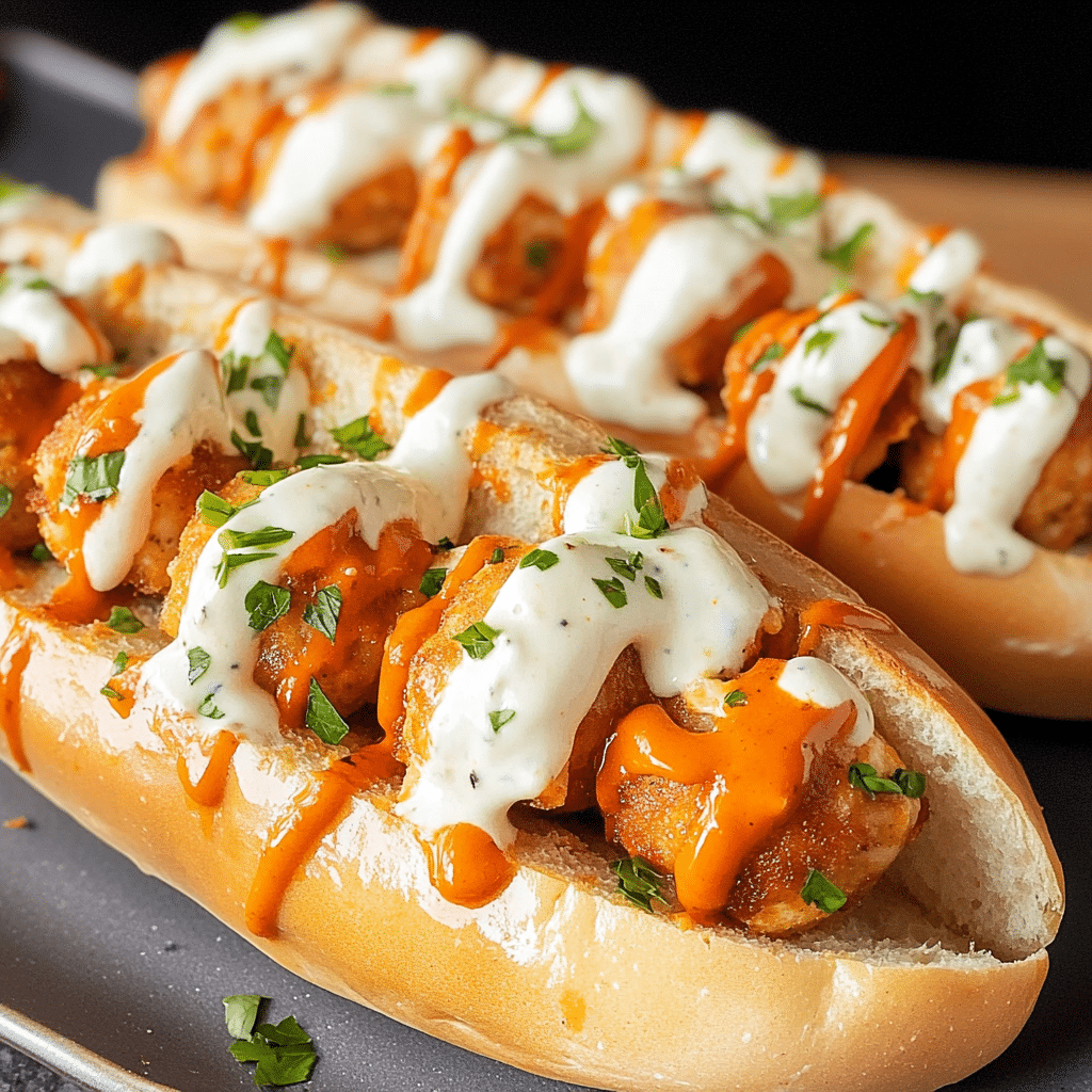 Buffalo Chicken Meatball Sandwiches