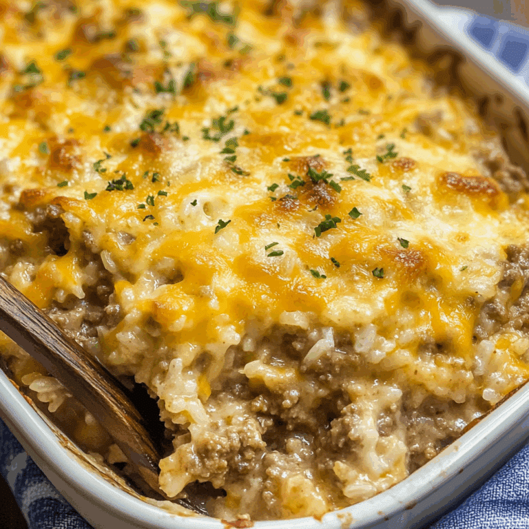Cheesy Ground Beef and Rice Casserole