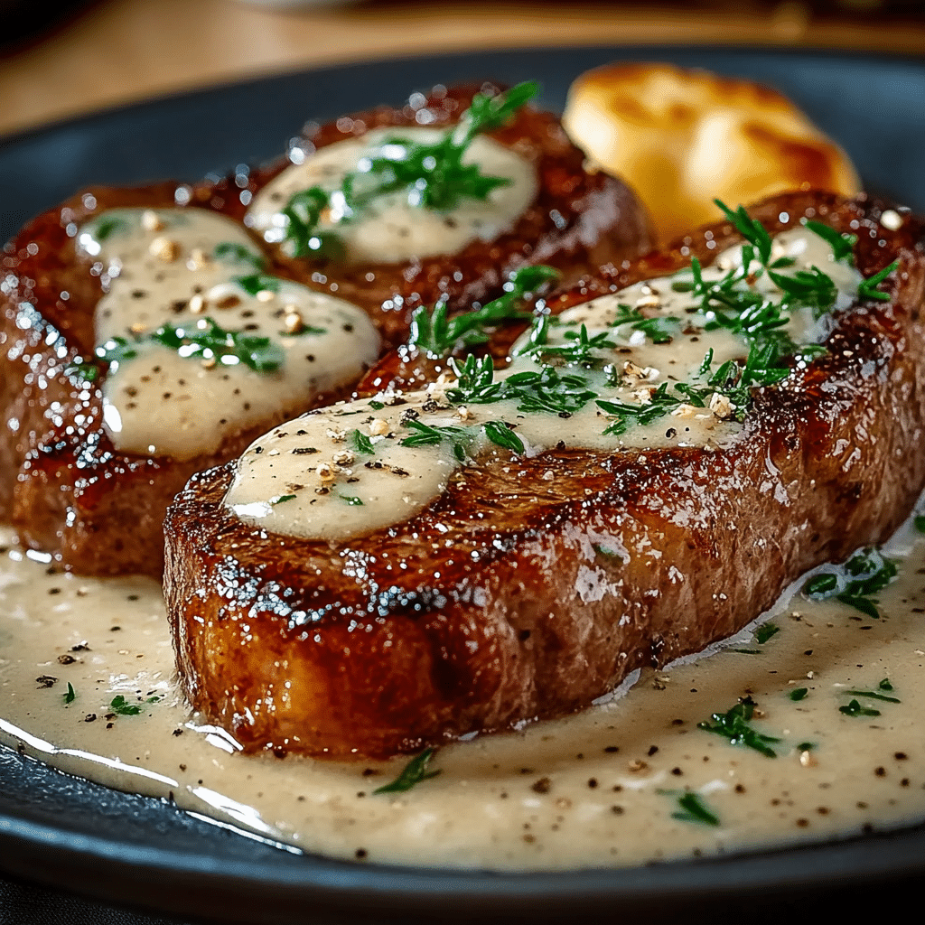 Juicy Steak with Creamy Garlic Sauce