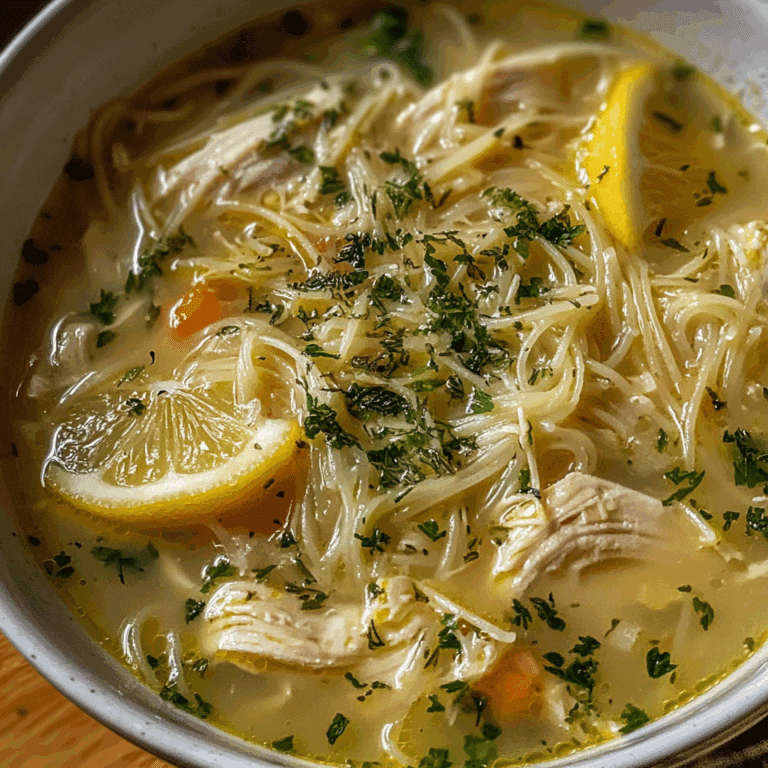 Lemon Chicken Soup with Angel Hair Pasta