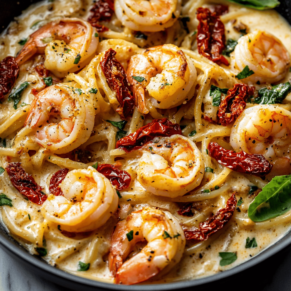 Shrimp Pasta with Sun-Dried Tomatoes & Mascarpone