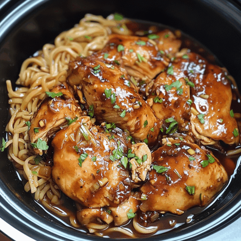 Slow Cooker Honey Garlic Chicken & Noodles