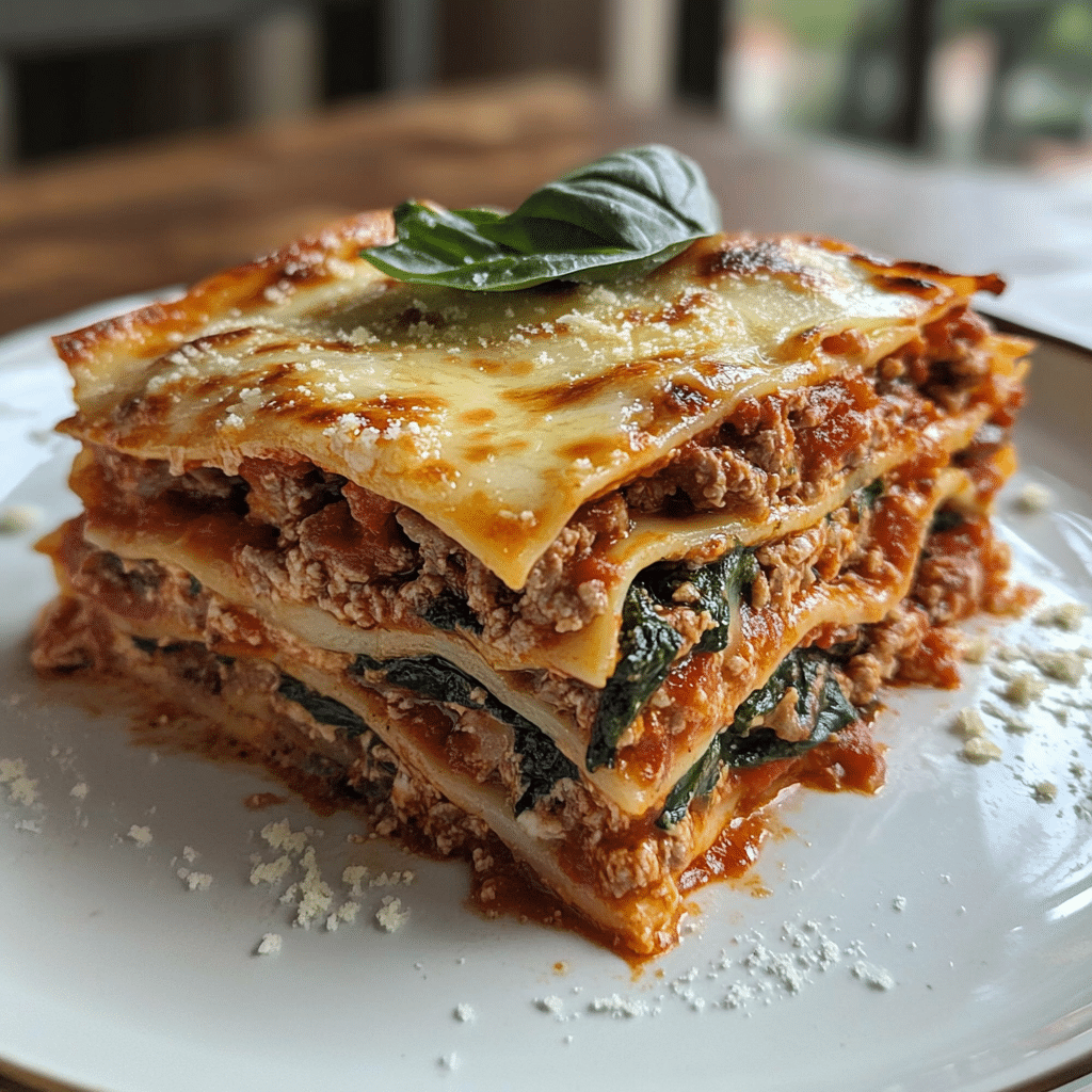 4 Cheese Beef Lasagna with Spinach