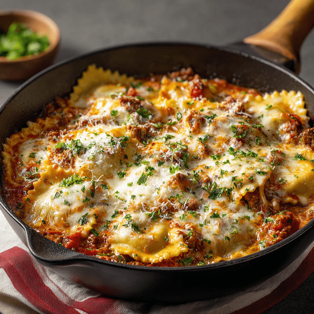 Cheesy Beef Ravioli Skillet