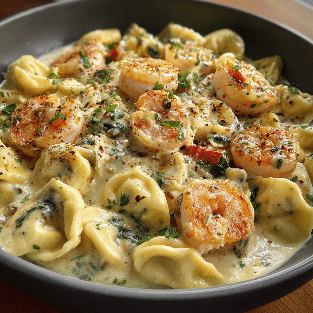 Creole Garlic Alfredo with Cheese Tortellini & Seafood