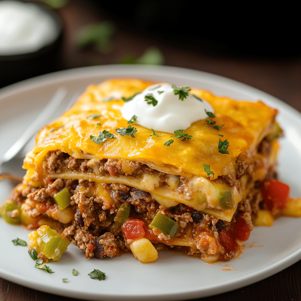 Layered Mexican Tortilla Casserole