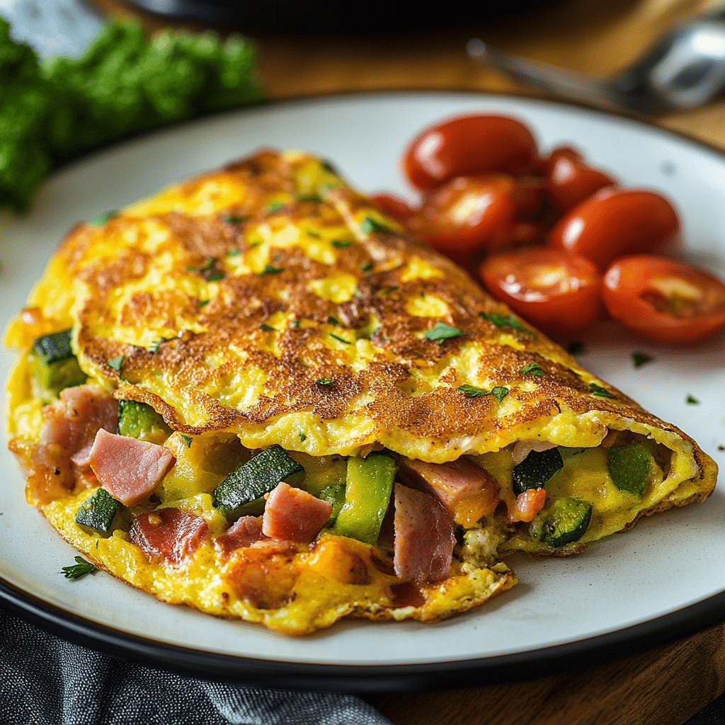 Loaded Veggie & Ham Omelette