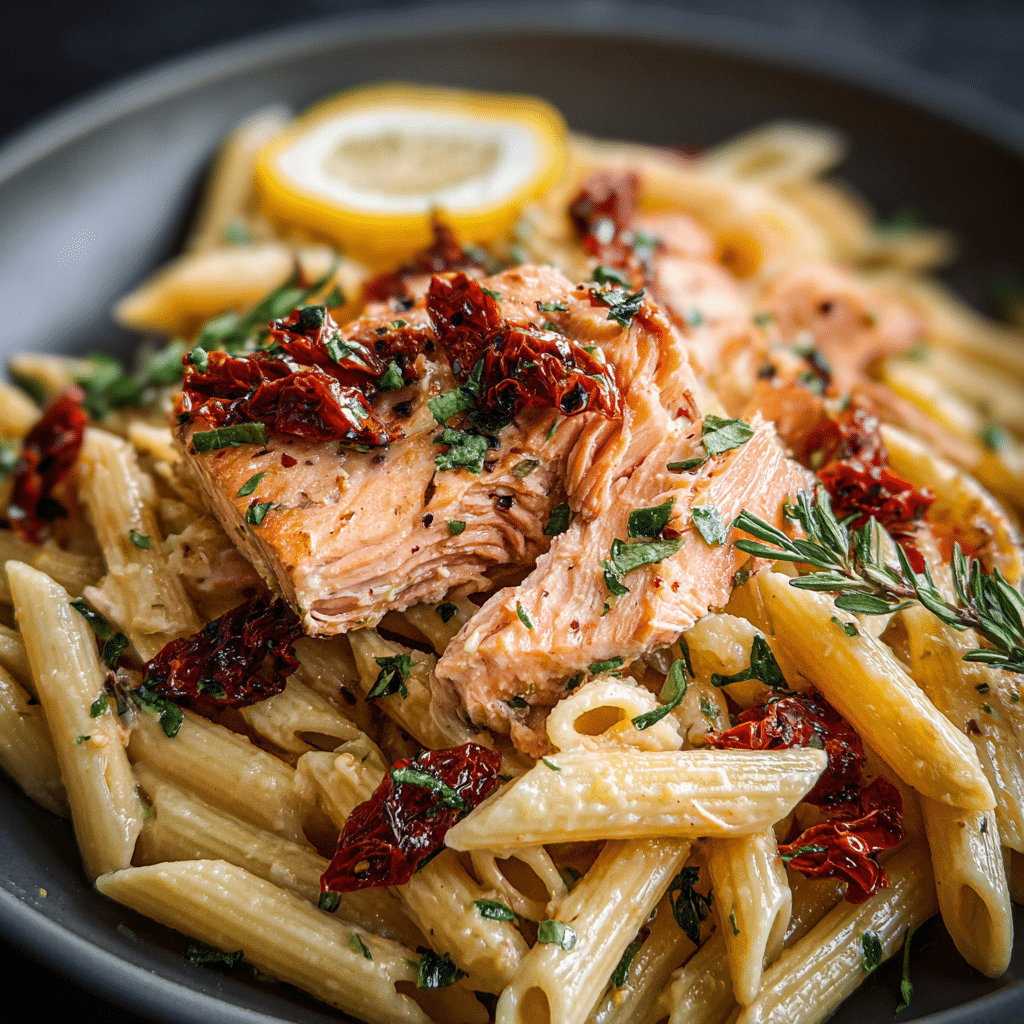 Salmon Pasta with Sun-Dried Tomatoes & Lemon