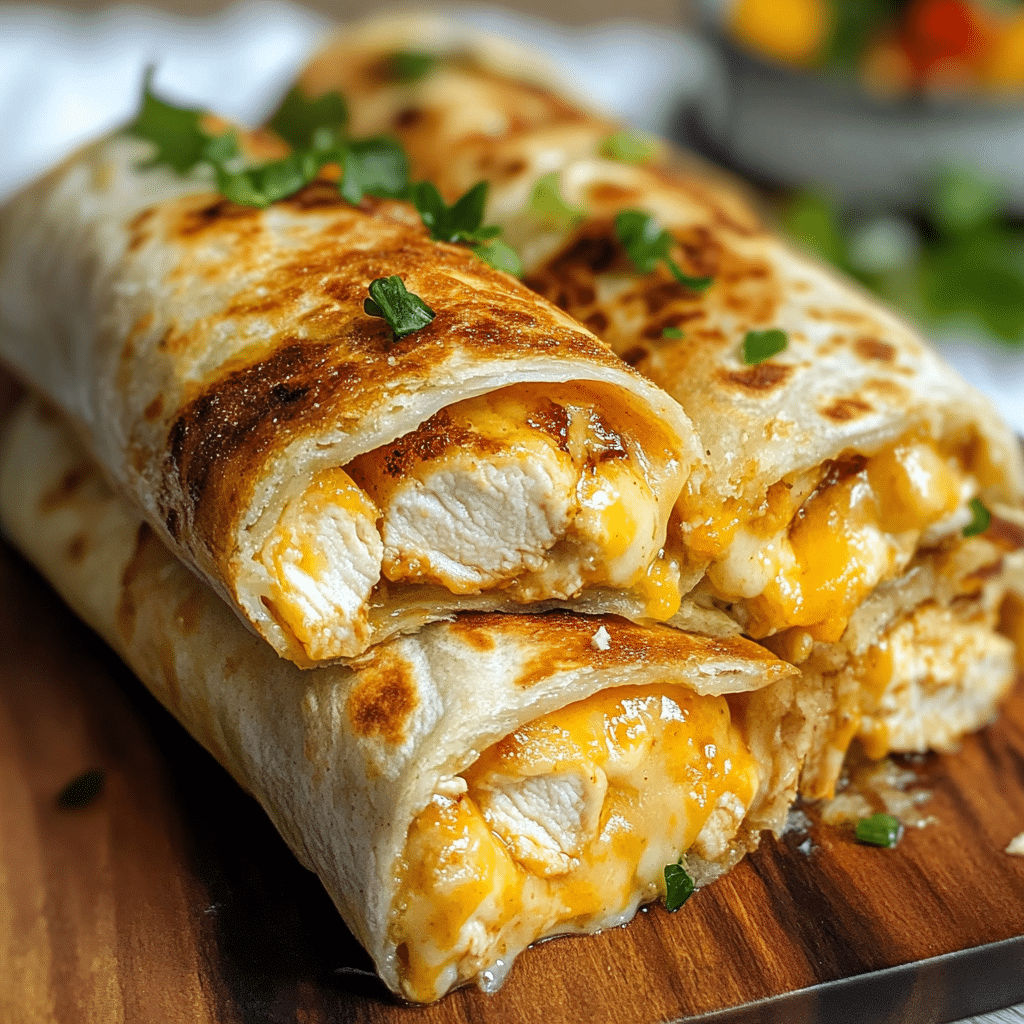 Cheesy Garlic Chicken Wraps
