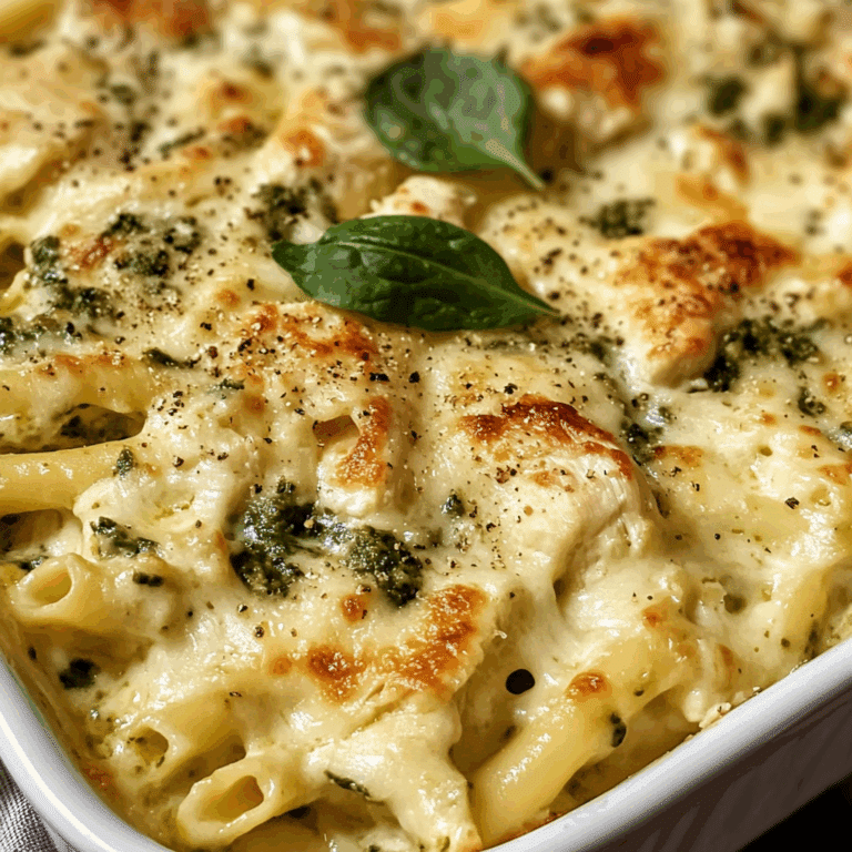 Chicken Alfredo Casserole with Spinach and Pesto