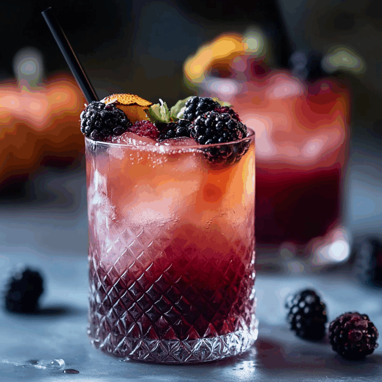 Halloween Mocktail with Kombucha and Blackberries