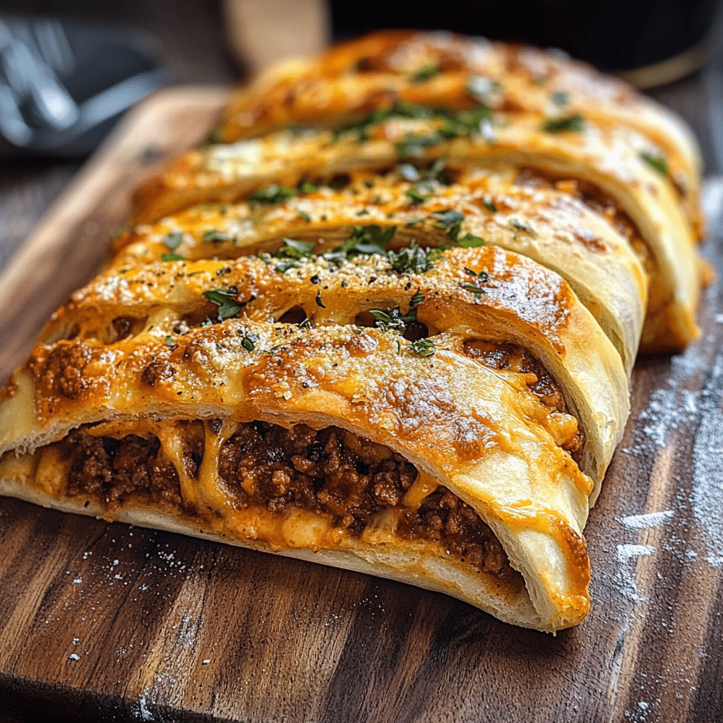 Homemade Stromboli with Cheesy Meat Filling