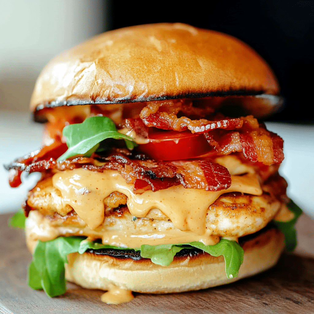 Smash Chicken Burger with Spicy Mayo & Bacon