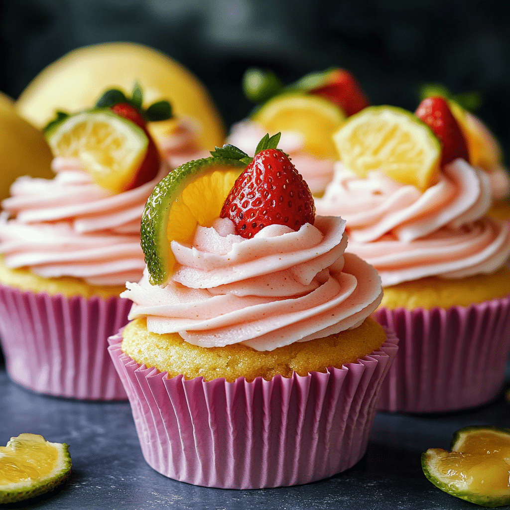 Strawberry Mango Margarita Cupcakes