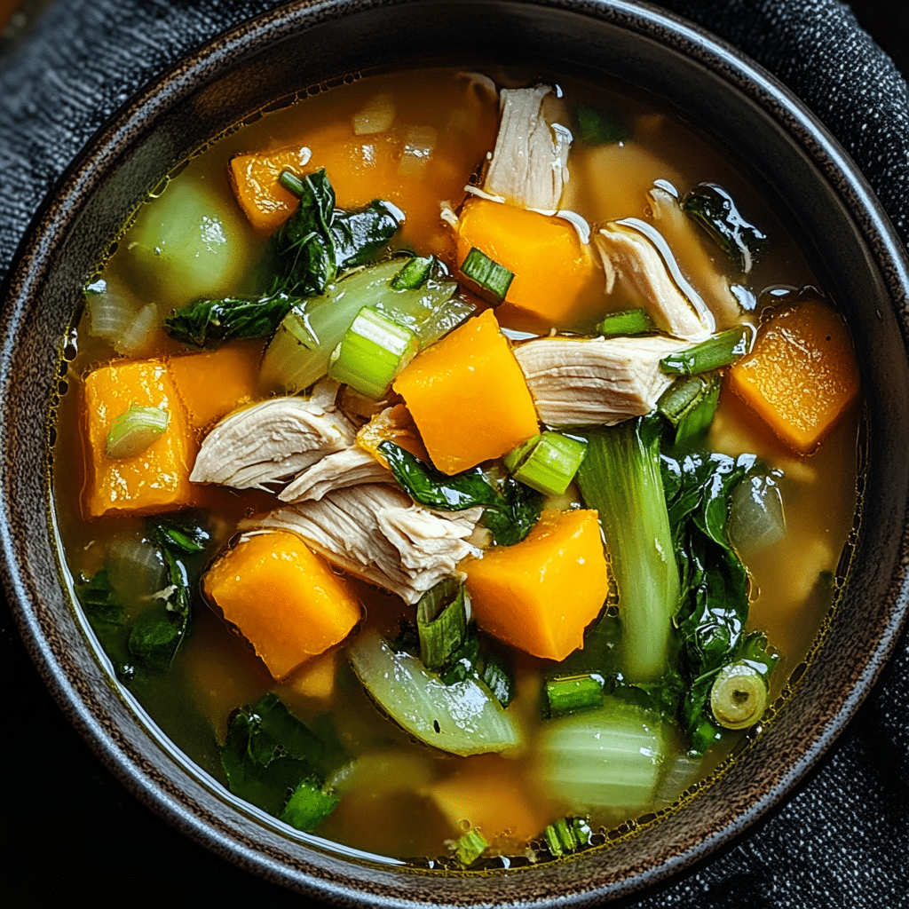 Thai Chicken Soup with Butternut Squash and Bok Choy