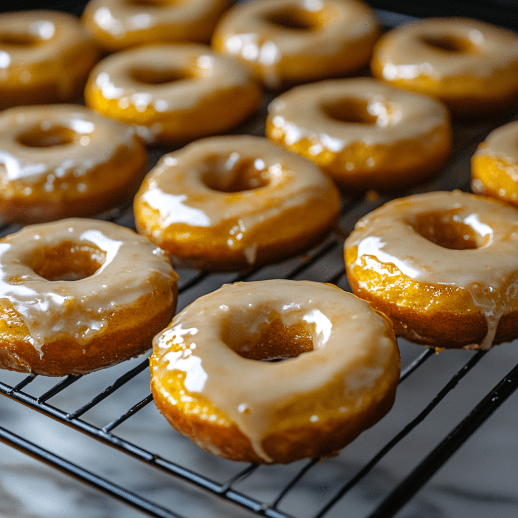 Baked Pumpkin Donuts with Maple Glaze