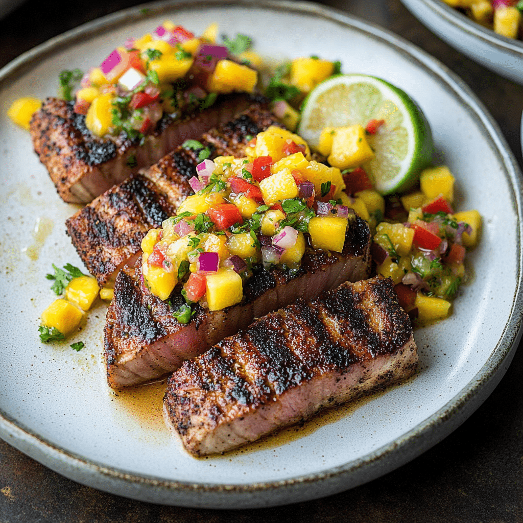 Blackened Tuna Steaks with Mango Salsa