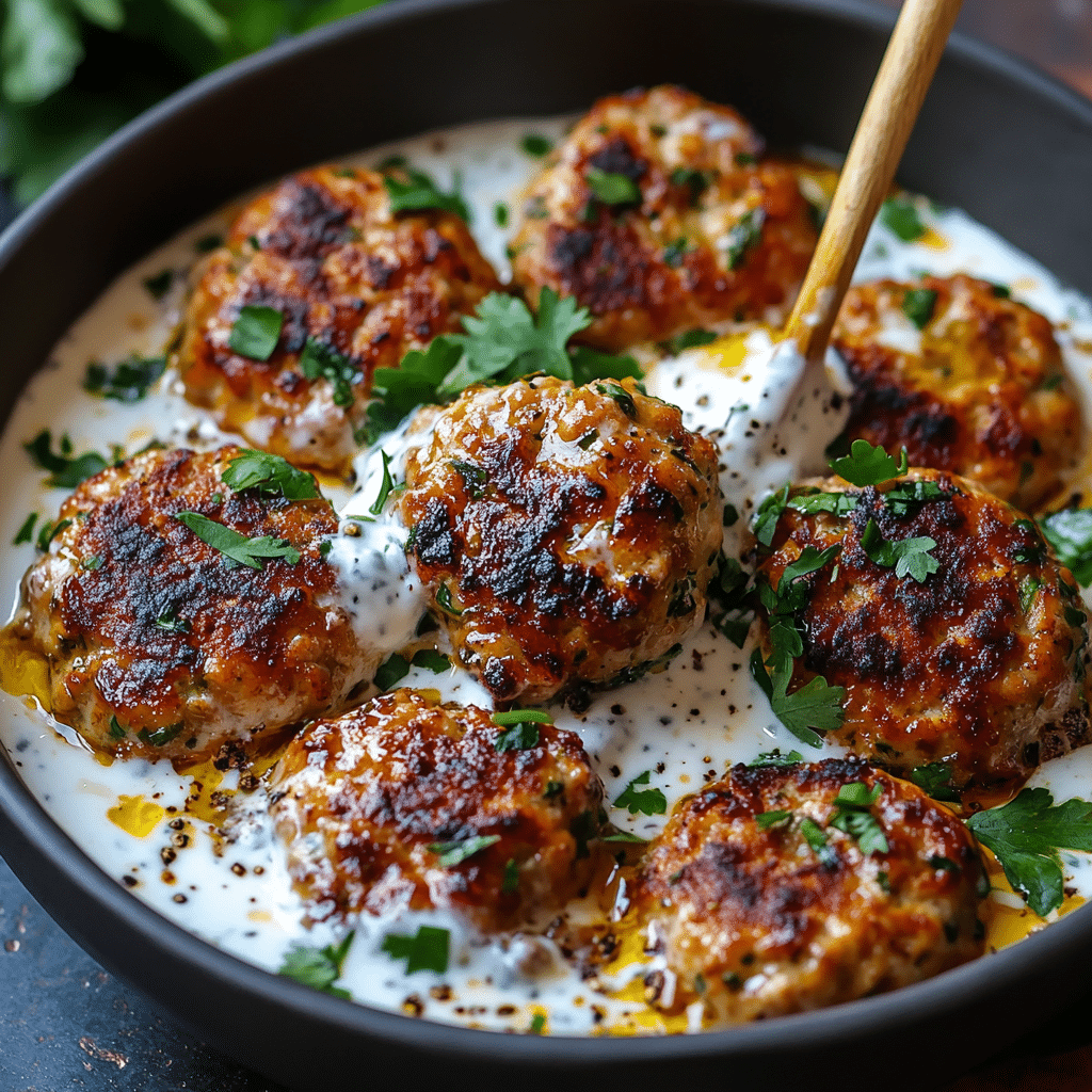 Chicken Kofta with Creamy Yogurt Sauce