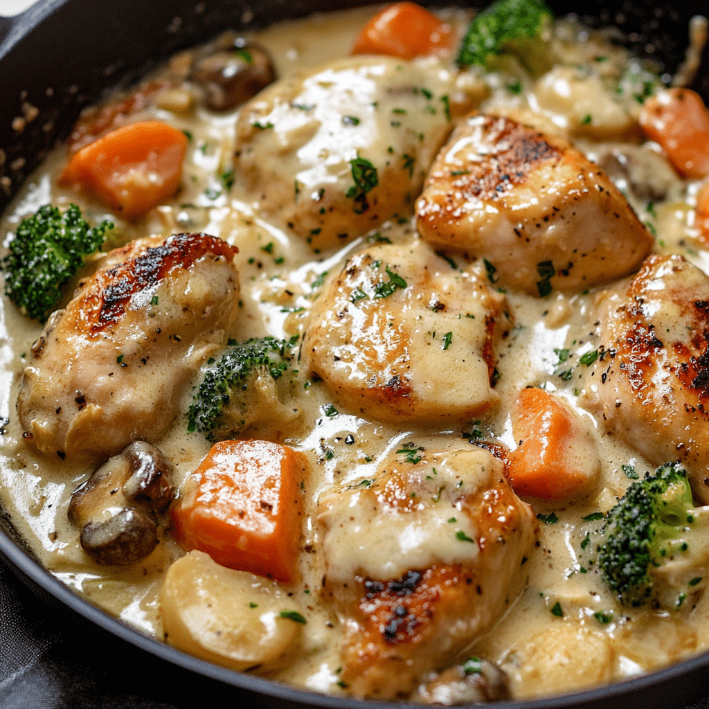 Creamy Garlic Chicken & Vegetables