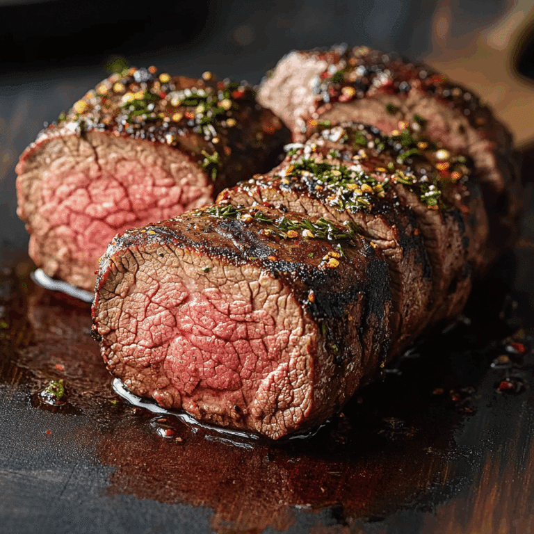 Grilled Beef Tenderloin with Herb-Garlic-Pepper Coating