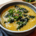 Hearty Vegan Polenta and Kale Soup With Miso and Toasted Sesame Oil
