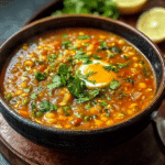 Moroccan Egg Drop Harira (Vegetable and Legume Soup)
