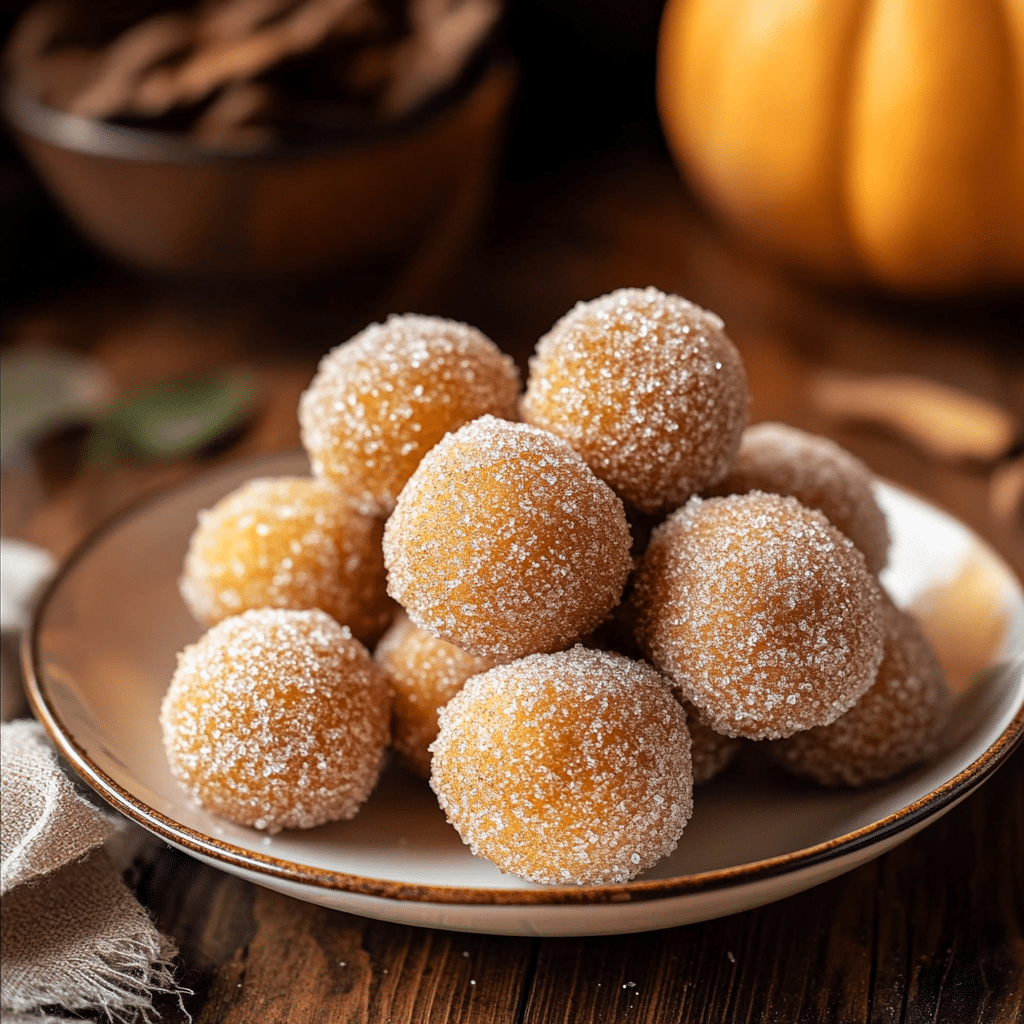 Pumpkin Donut Holes with Cinnamon Sugar Coating