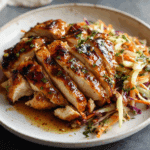 Sticky Apple Cider Chicken with Crisp Autumn Slaw