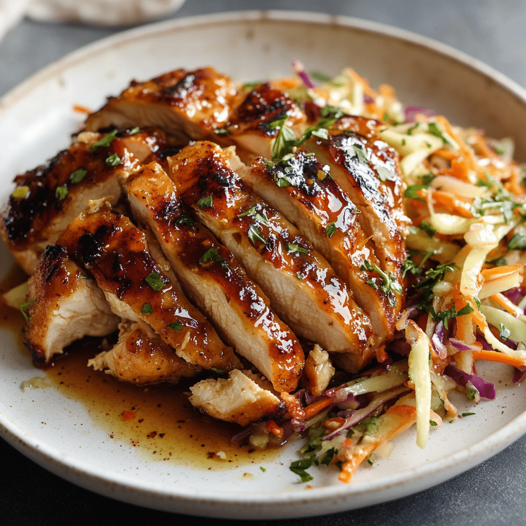 Sticky Apple Cider Chicken with Crisp Autumn Slaw