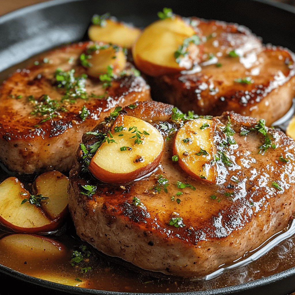 Apple Butter Pork Chops with Creamy Apple Sauce