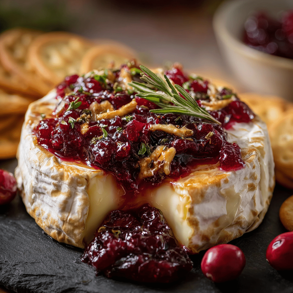 Baked Brie with Cranberry Sauce