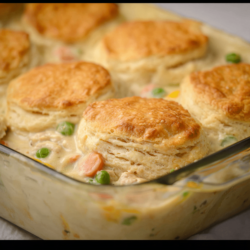 Chicken Pot Pie Casserole with Biscuits