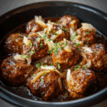 Crockpot French Onion Meatballs