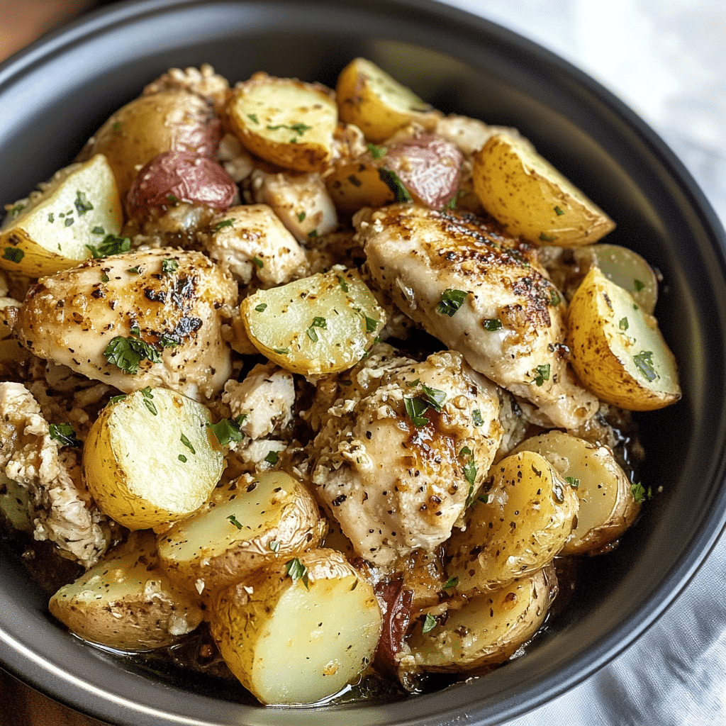 Garlic Parmesan Crockpot Chicken and Potatoes