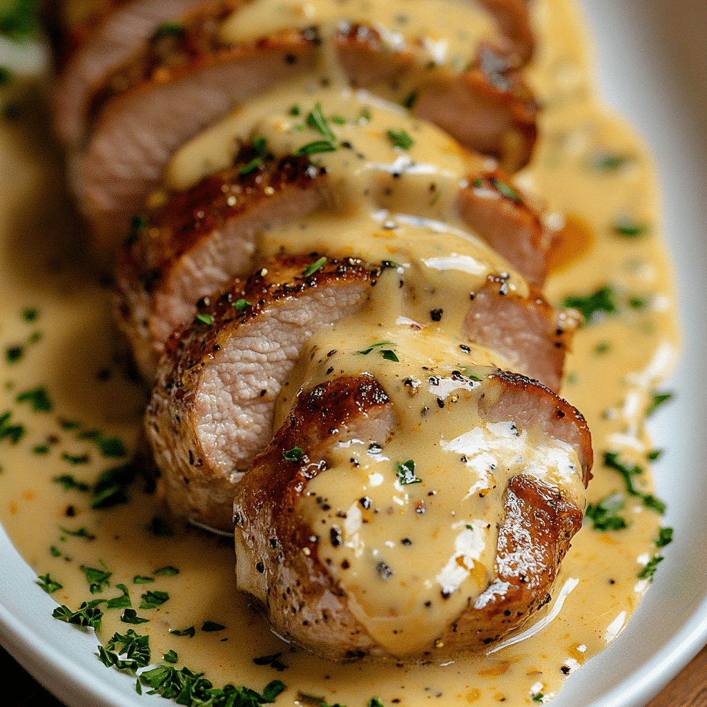 Juicy Pork Tenderloin with Creamy Mustard Sauce