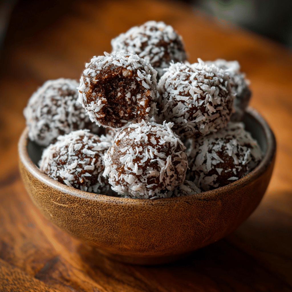 No Bake Chocolate Coconut Date Balls