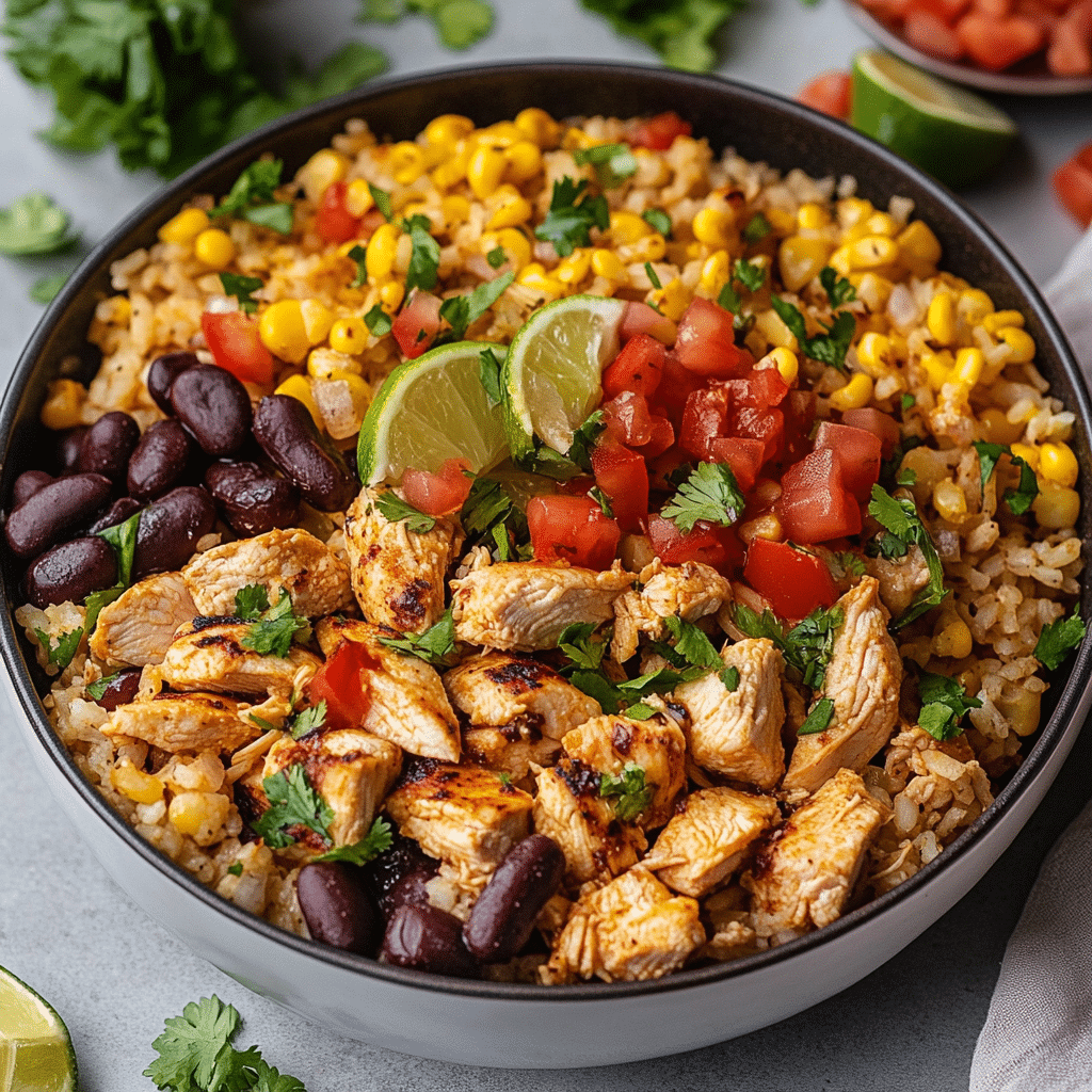 One Pan Chicken Burrito Bowl