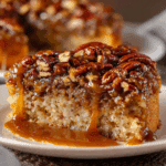 Pecan Pie Cake with Maple Caramel Topping