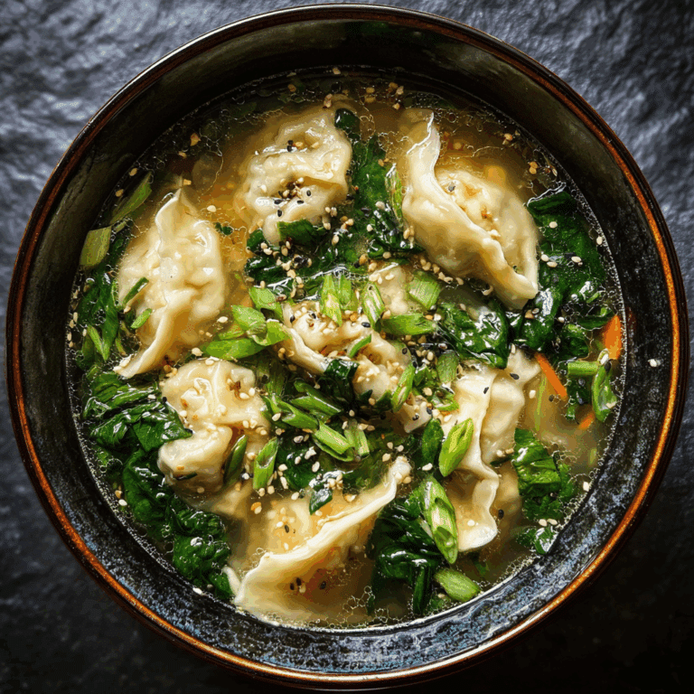 Potsticker Soup with Spinach