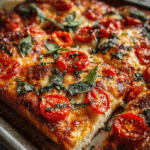 Sheet Pan Pizza with Basil and Tomatoes
