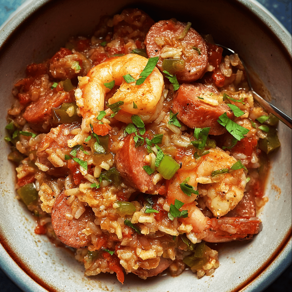 Slow Cooker Jambalaya with Sausage and Shrimp