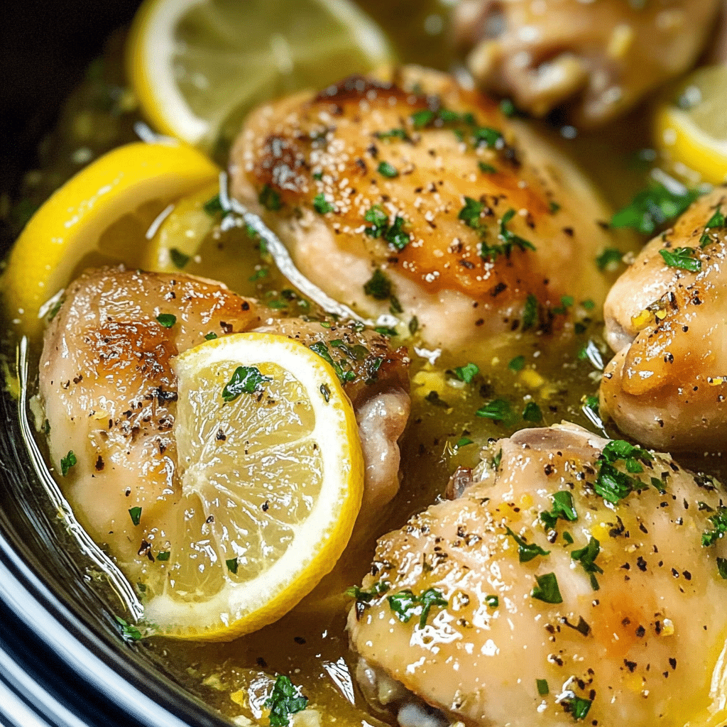 Slow Cooker Lemon Chicken Thighs with Garlic