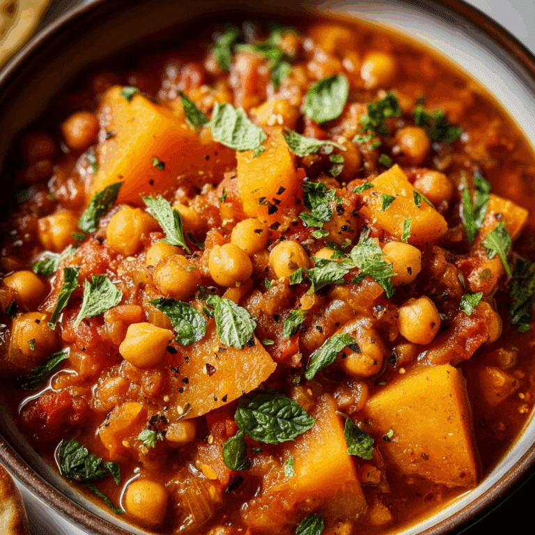 Slow Cooker Moroccan Chickpea Stew with Butternut Squash