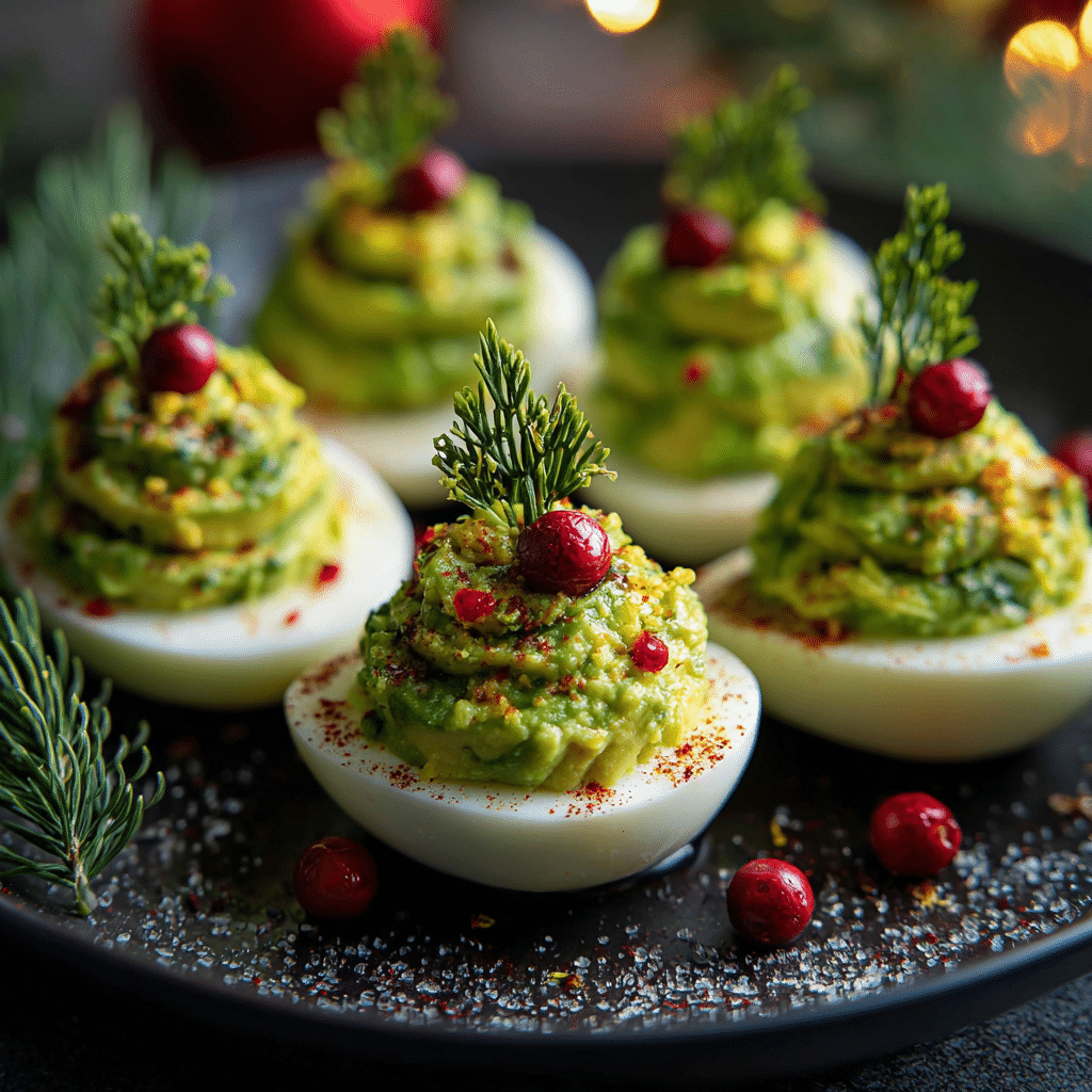 Christmas Tree Avocado Deviled Eggs